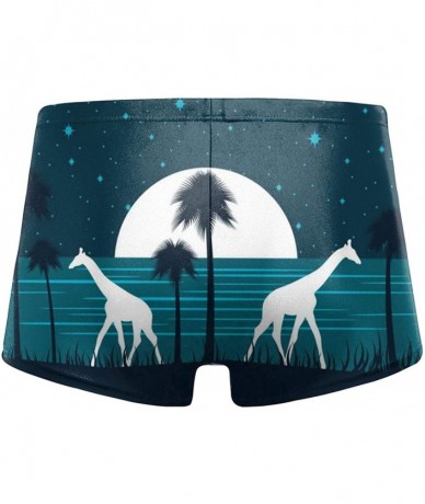 Briefs Giraffe On The Shore at Night with A Full Moon Men's Swimwear Funny Swim Boxer Briefs Quick Dry Swimming Shorts - Gira...