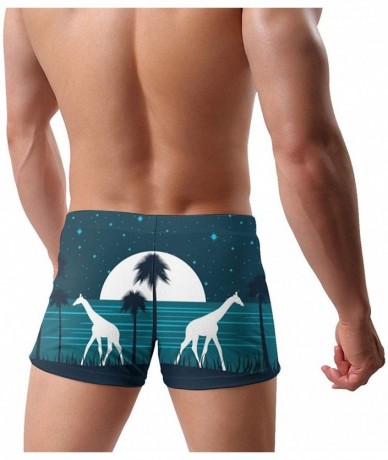 Briefs Giraffe On The Shore at Night with A Full Moon Men's Swimwear Funny Swim Boxer Briefs Quick Dry Swimming Shorts - Gira...