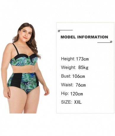 Sets Women Plus Size Swimsuits High Waist Strappy Floral Swimwear Push up Halter Neck Bikini Set mesh Two Piece Tummy Control...