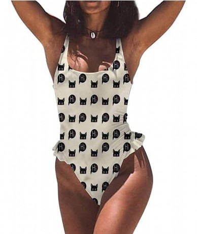 Bottoms Bikini Sets Cat Lover- Pop Art Composition Make You Feel Comfortable/Confident - Multi 12-one-piece Swimsuit - C119E6...