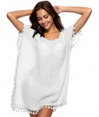 Cover-Ups Women's Beach Dress Summer Swimsuit Bikini Cover-ups - White - C912GF3GFJR $33.37