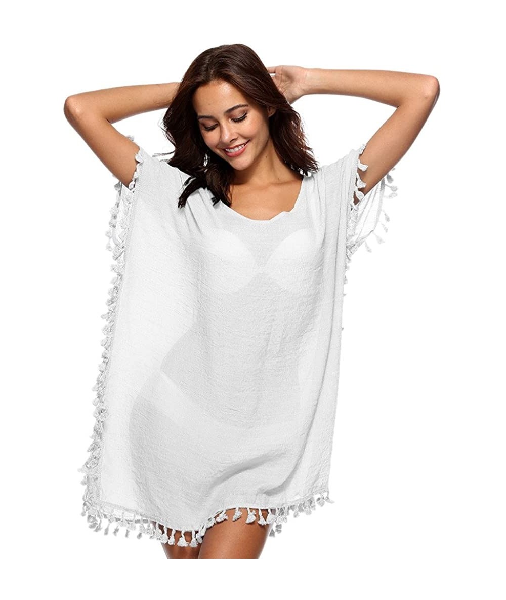 Cover-Ups Women's Beach Dress Summer Swimsuit Bikini Cover-ups - White - C912GF3GFJR $33.37