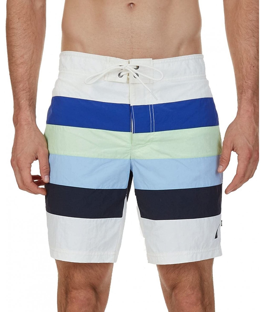 Trunks Quick Dry Striped Swim Trunk - Marshmallow - CA12NRWEPWY $62.28