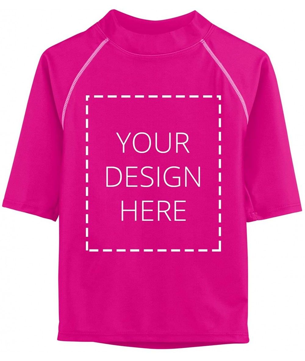 Rash Guards Adult Unisex Custom/Personalized Short Sleeve Rash Guard- UPF 50+ - Fuchsia - CP12M45HR5L $83.21