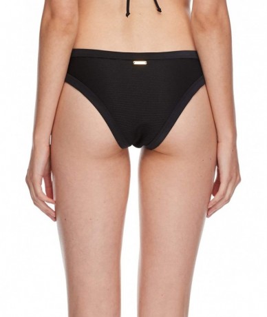 Bottoms Junior's Guava Audrey Low Rise Bikini Bottom - Scandal Ribbed Black - CY18HW68QQL $28.66