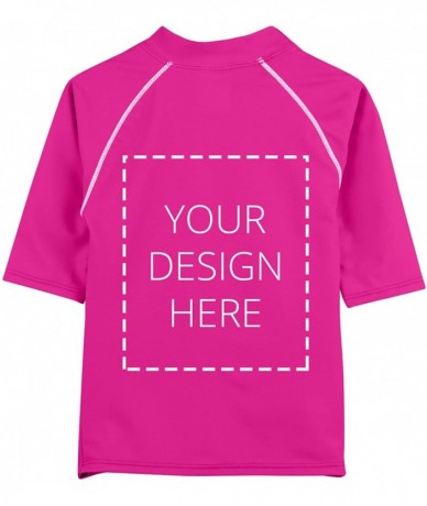 Rash Guards Adult Unisex Custom/Personalized Short Sleeve Rash Guard- UPF 50+ - Fuchsia - CP12M45HR5L $83.21