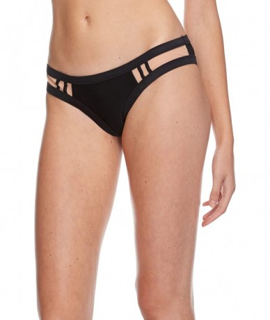 Bottoms Junior's Guava Audrey Low Rise Bikini Bottom - Scandal Ribbed Black - CY18HW68QQL $28.66