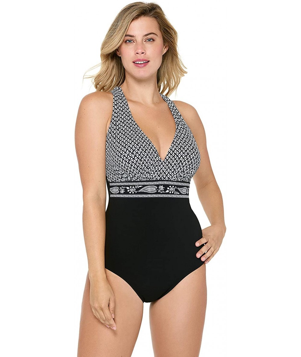 One-Pieces Women's Crossover D-Cup Tank One Piece Swimsuit - Jardin Secret - CM18HZ0RQSN $87.58