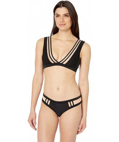 Bottoms Junior's Guava Audrey Low Rise Bikini Bottom - Scandal Ribbed Black - CY18HW68QQL $28.66