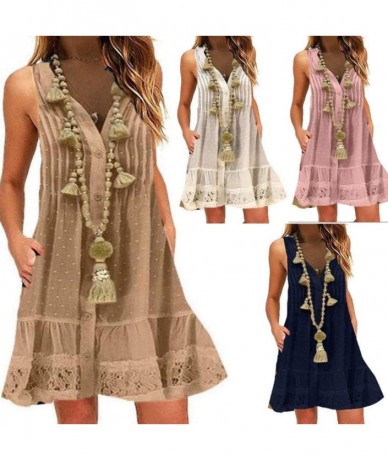 Cover-Ups Dresses for Women Casual Summer-Women's Vintage Boho Summer Sleeveless Beach Lace Cocktail Party Short Mini Dress S...