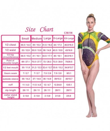 Rash Guards Women's One Piece Short Sleeve Rashguard Surf Swimsuit Brazil Flag Bathing Suit - 3d Print - CQ19DLY6EMO $46.98