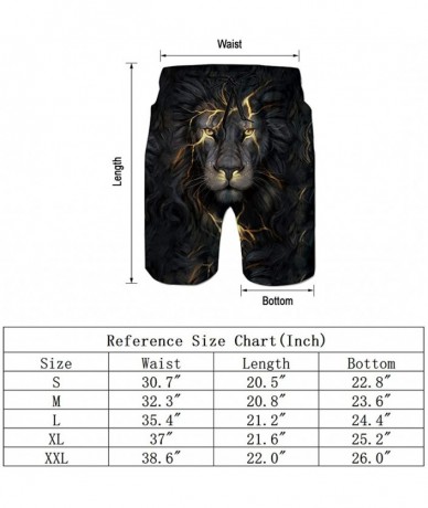 Board Shorts Men's 3D Print Tank Tops Quick Dry Lion Gym Board Short Hawaii Swim Trunks for Summer Beach - Grey Gold - C218QT...