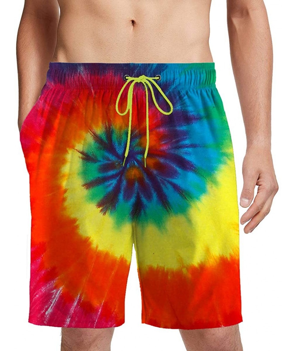 Board Shorts Men's Swim Trunks Hawaiian Beach Shorts Quick Dry Sport Surfing Board Pants - American Stripe Star Palm Tree - R...