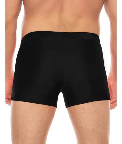 Trunks Men's Swimwear Swimsuits Solid Basic Swim Boxer Trunks Board Shorts with Zipper Pockets - Black - C318TO04UCT $32.23