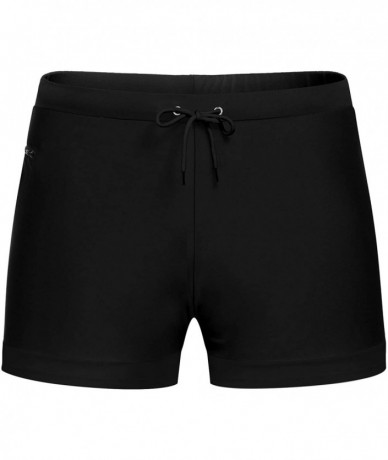 Trunks Men's Swimwear Swimsuits Solid Basic Swim Boxer Trunks Board Shorts with Zipper Pockets - Black - C318TO04UCT $32.23