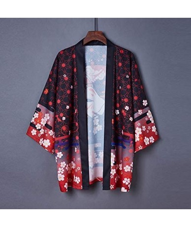 Cover-Ups Women's Summer Loose fit Beach Japanese Kimono Cover up OneSize US S-XL - Black 13002 - CG18TRT2KZW $41.74