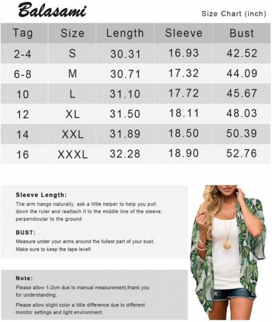 Cover-Ups Women's Floral Kimono Cardigan Casual Swimwear Loose Open Front Cover Up Tops - Tropical Leaves - C7193THLH0M $29.86