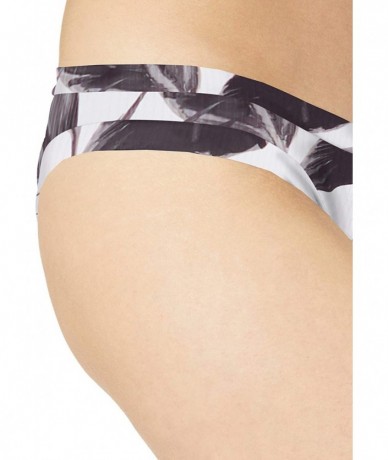 Bottoms Women's Audrey Low Rise Bikini Bottom Swimsuit - Black White Ribbed Floral - CM18Z065OO2 $84.15