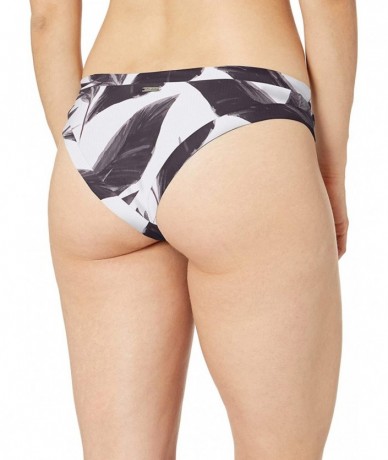 Bottoms Women's Audrey Low Rise Bikini Bottom Swimsuit - Black White Ribbed Floral - CM18Z065OO2 $84.15