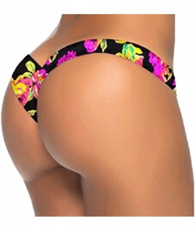 Bottoms Women Brazilian Cheeky Bikini Bottom Side Tie Knot Thong Bathing Swimsuit Beach Solid G-String - D-pink - CO18X83D7M4...