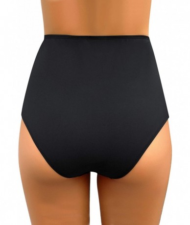 Tankinis Women's High Waisted Swim Bottoms Ruched Bikini Tankini Swim Briefs - High Waist-black - CZ193CCDCXY $32.11