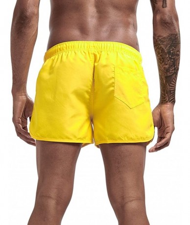 Racing Men's Swim Trunks Summer Drawstring Splicing Swimming Trousers Beach Surfing Shorts（10+Color） - Yellow - CF18SMNCRKX $...