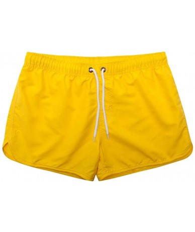 Racing Men's Swim Trunks Summer Drawstring Splicing Swimming Trousers Beach Surfing Shorts（10+Color） - Yellow - CF18SMNCRKX $...