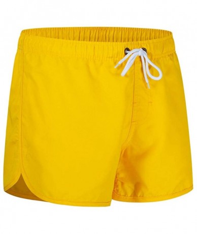 Racing Men's Swim Trunks Summer Drawstring Splicing Swimming Trousers Beach Surfing Shorts（10+Color） - Yellow - CF18SMNCRKX $...