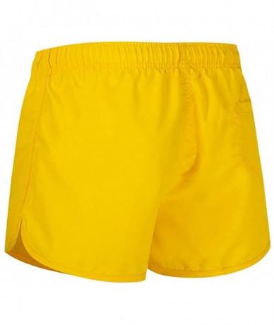 Racing Men's Swim Trunks Summer Drawstring Splicing Swimming Trousers Beach Surfing Shorts（10+Color） - Yellow - CF18SMNCRKX $...