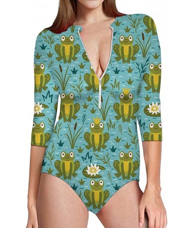 One-Pieces Cartoon Animal Floras Women's One Piece Rash Guard UV Protection Printed Surfing Swimsuit Swimwear Bathing Suit Fo...