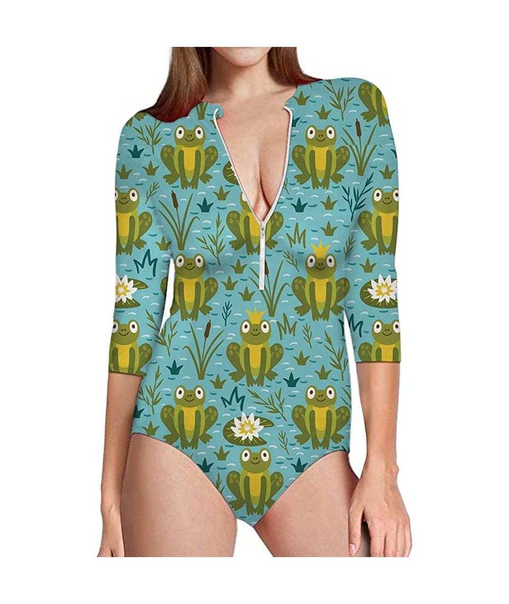 One-Pieces Cartoon Animal Floras Women's One Piece Rash Guard UV Protection Printed Surfing Swimsuit Swimwear Bathing Suit Fo...