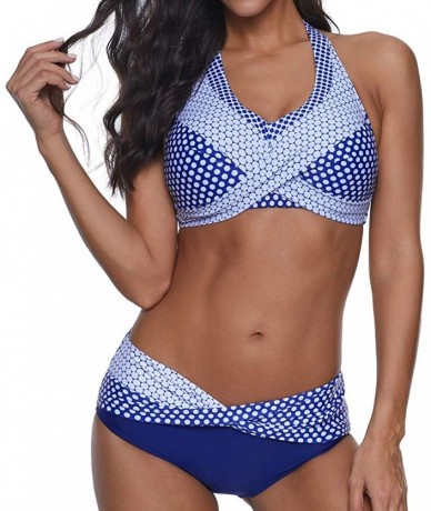 Sets Womens Swimsuits Bikini- Women Wrap Bikini Set Push Up High Waisted 2 Piece Swimsuits - Y05-blue - CB19DANA786 $29.19