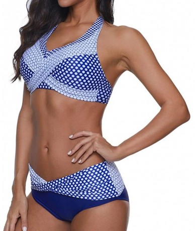 Sets Womens Swimsuits Bikini- Women Wrap Bikini Set Push Up High Waisted 2 Piece Swimsuits - Y05-blue - CB19DANA786 $29.19