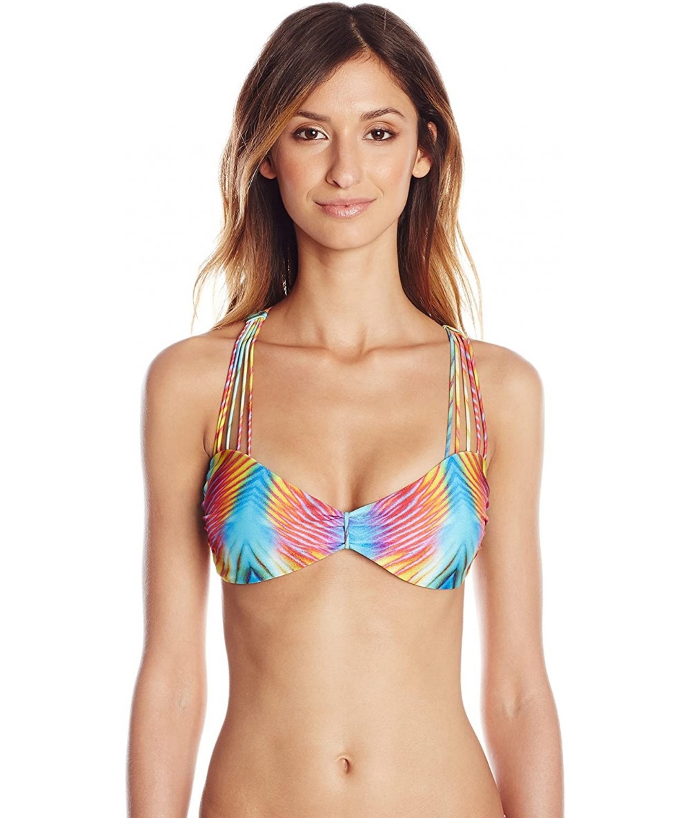 Tops Women's Playa Verano-Multi Cross Strap Bra Bikini Top - Multi - CB11VGZE4IJ $51.16