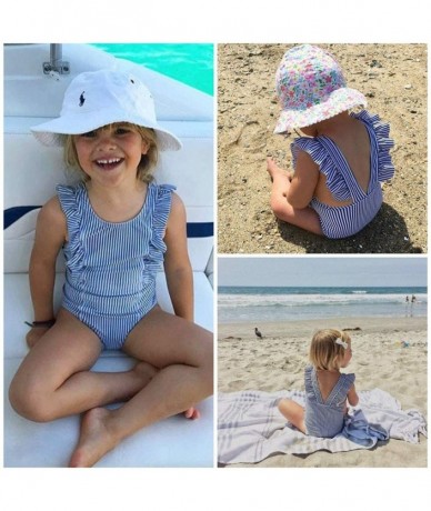 Sets Newborn Baby Girl Floral Swimsuit Ruffles Bathing Suit Bikini Striped Swimwear for Baby Girls Beach Wear - Gray - CR195Y...