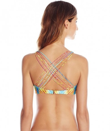 Tops Women's Playa Verano-Multi Cross Strap Bra Bikini Top - Multi - CB11VGZE4IJ $51.16