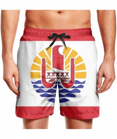 Board Shorts Men's Board Shorts Quick Dry Saint Lucia's Flag Swim Board Trunks - French Polynesia - CZ18T3QER2S $57.61