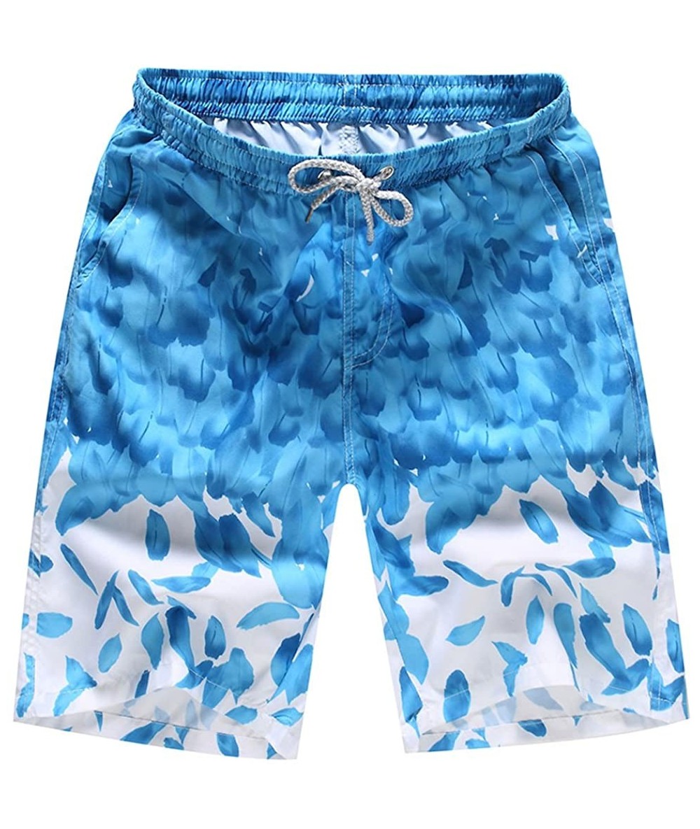 Trunks Surf Men's Swim Trunks Volley Board Shorts Quick Dry Stretch - Sky Blue - C318S28TSNK $21.16