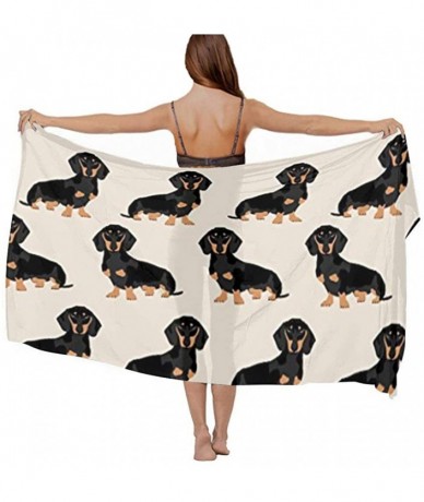 Cover-Ups Women Chiffon Sarong Beach Bikini Cover Up Wedding Party Shawls Wraps - Doxie Dachshund Weiner Dog Pet Dogs - CL190...