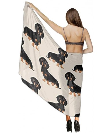 Cover-Ups Women Chiffon Sarong Beach Bikini Cover Up Wedding Party Shawls Wraps - Doxie Dachshund Weiner Dog Pet Dogs - CL190...