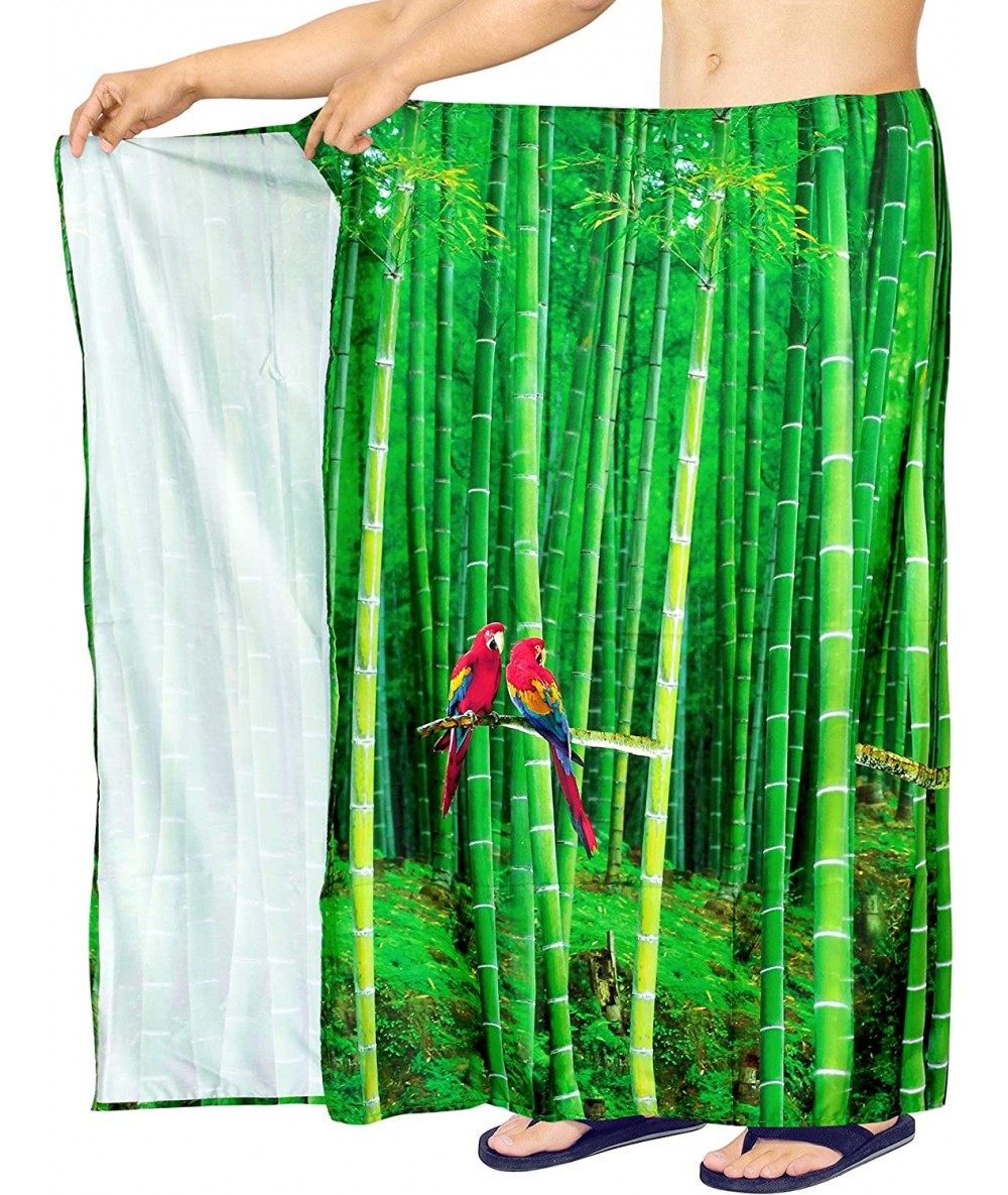 Cover-Ups Men's Plus Size Wrap Beach Swimwear Cover Up Pareo Tie Sarong Vacation - Green_b137 - CL180M6LHGT $23.56