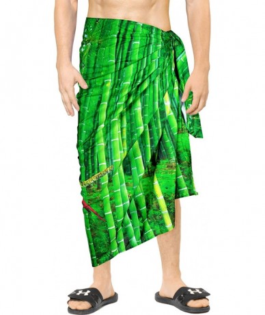 Cover-Ups Men's Plus Size Wrap Beach Swimwear Cover Up Pareo Tie Sarong Vacation - Green_b137 - CL180M6LHGT $23.56