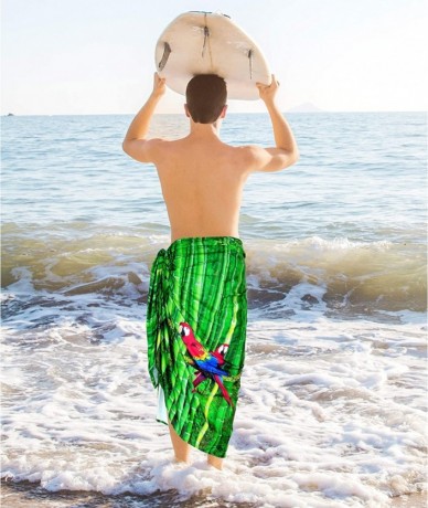 Cover-Ups Men's Plus Size Wrap Beach Swimwear Cover Up Pareo Tie Sarong Vacation - Green_b137 - CL180M6LHGT $23.56