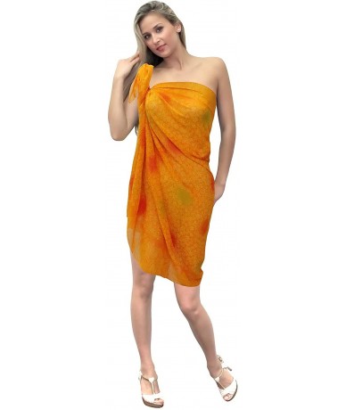 Cover-Ups Women's Plus Size Beach Sarong Cover Up Swimwear Wrap Pareo Full Long A - Pumpkin Orange_u554 - CC110FSX4DT $26.18