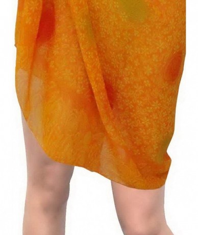 Cover-Ups Women's Plus Size Beach Sarong Cover Up Swimwear Wrap Pareo Full Long A - Pumpkin Orange_u554 - CC110FSX4DT $26.18