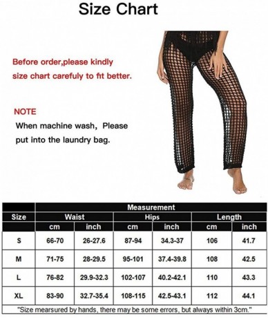 Cover-Ups Womens Cover Up Pants Hollow Out Crochet High Waist Mesh Beach Bikini Swimsuits Pants - Black1 - CQ18TUO2YI3 $34.82