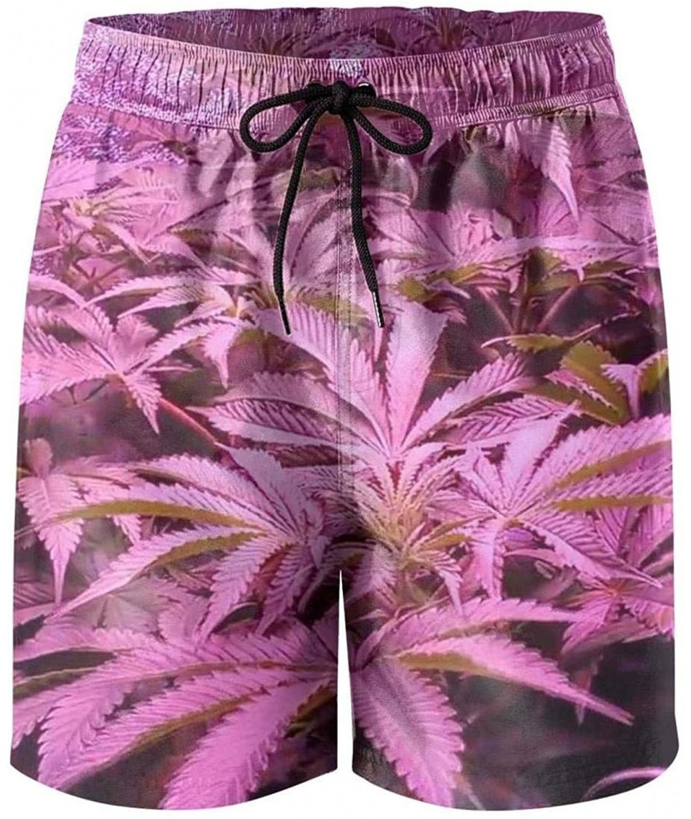 Board Shorts Men's Trippy Coloful Marijuana Weed Beach Pants Camo Shorts Summer Beach Pants for Men - Marijuana Drug Test - C...