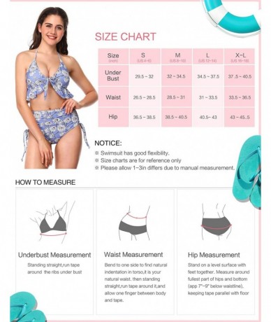 Sets Women Swimsuits Two Piece High Waisted Bandeau Bikini Sets - Purple Print - CZ18OQLO3E0 $49.22