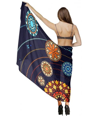 Cover-Ups Women Girl Beach Bikini Cover Up Chiffon Sarong Fashion Scarf Shawl Wrap - Mandala Style Solar System - CQ1908NMDQU...