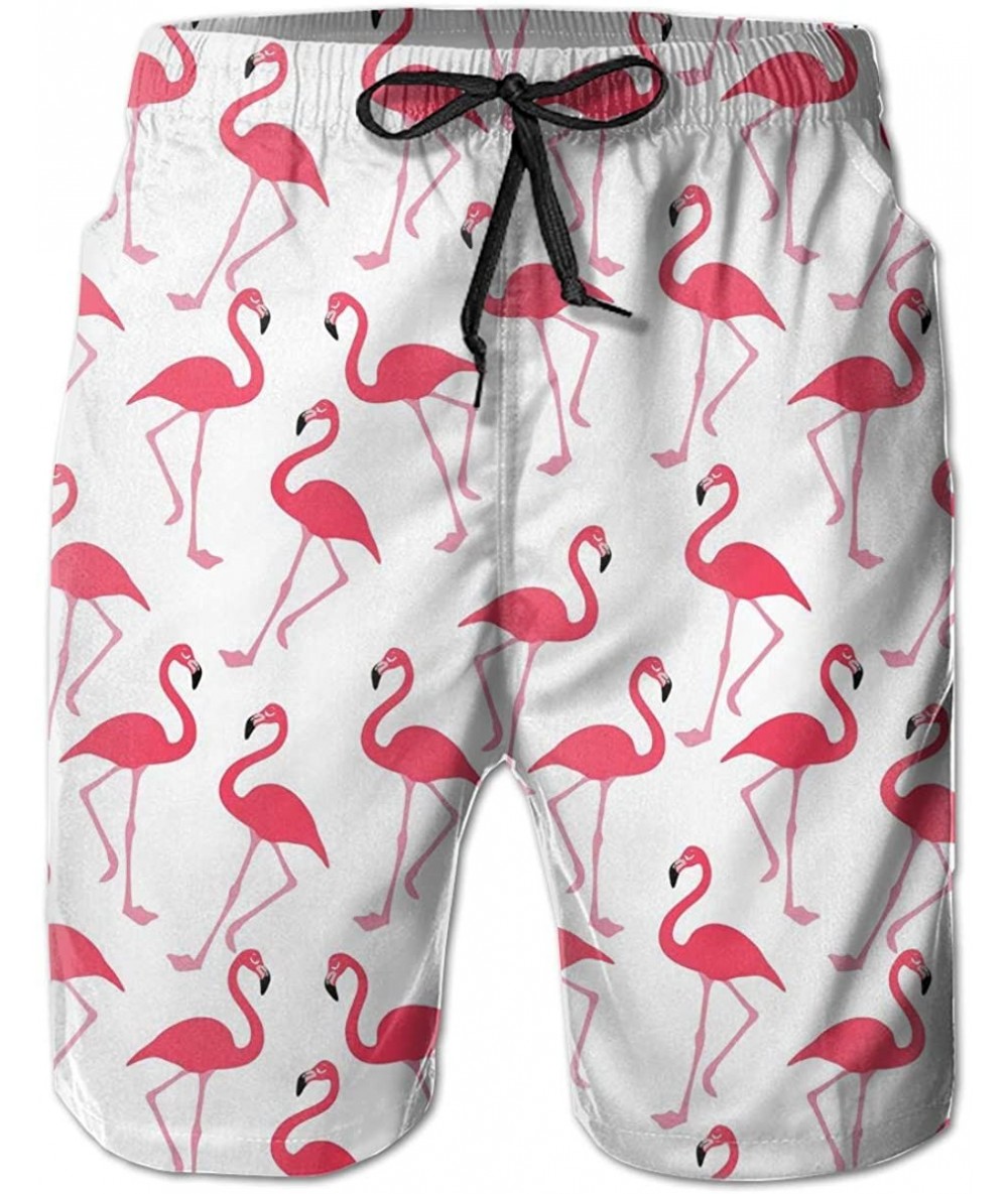 Board Shorts Men's Hawaiian Beach Shorts Flag of Maryland Printed Swim Trunks Quick Dry Surf Bathing Suit - Pink Flamingo 1 -...